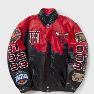 Chicago bulls 3 peat repeat leather jacket 1998 Jeff Hamilton vintage Chicago