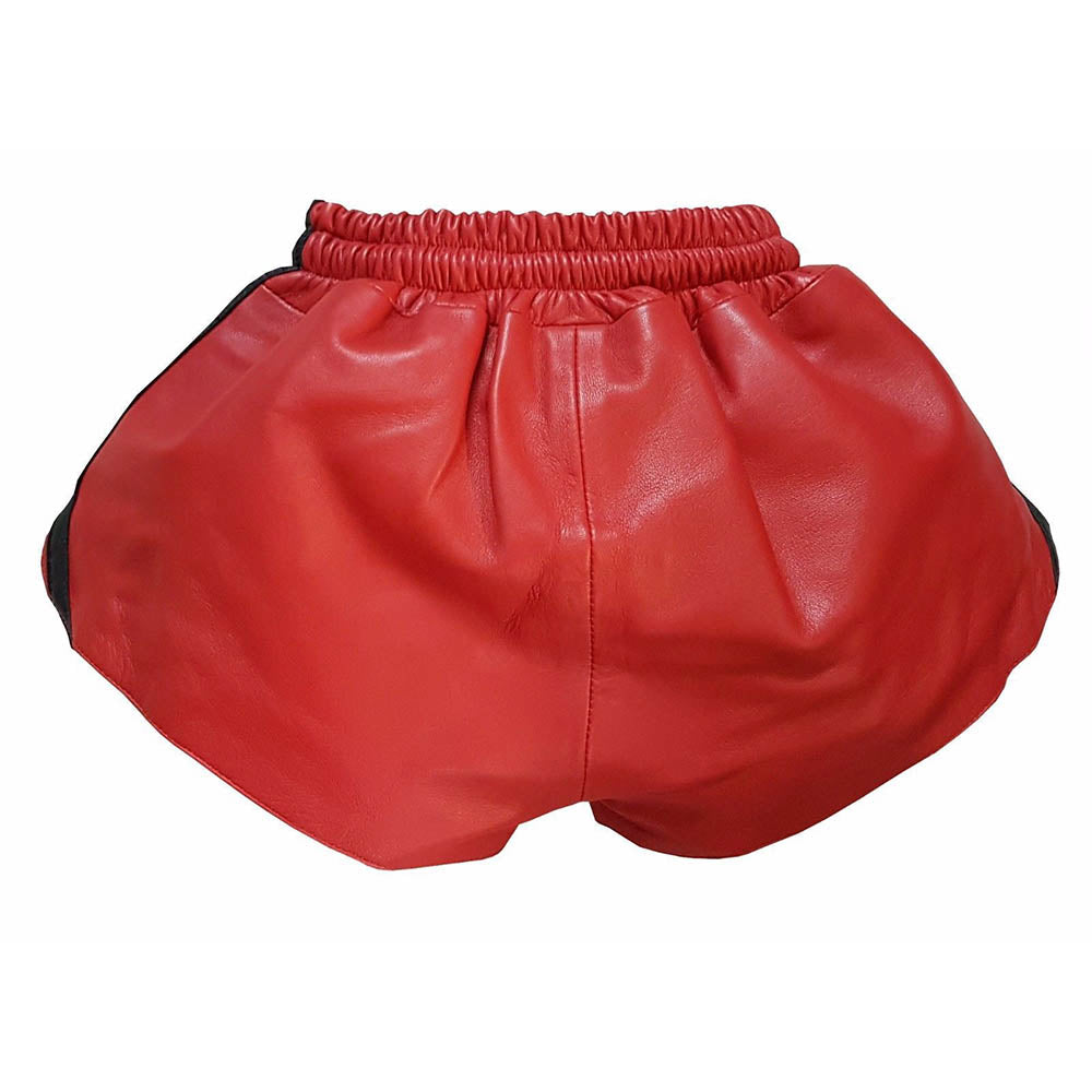 UNI Sex Real Leather Shorts - Red