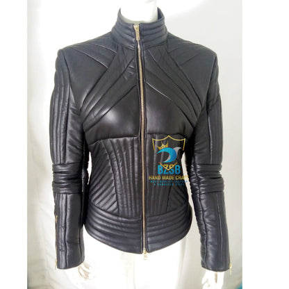 Women Leather Catsuit Bodysuit Gothic Top trending Black leather Quilted Leather