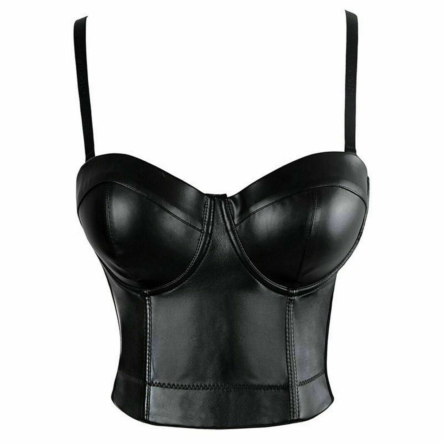 Sexy Fashion Women Bustier Push Bra Crop Top Tank Blouse Leather Bralette Vest