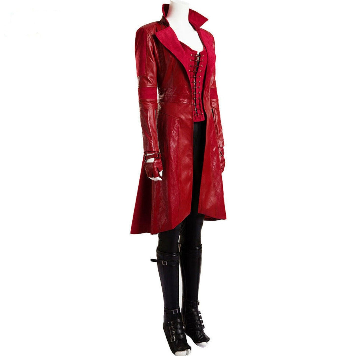 Red leather Overcoat Cosplay Full Suit Leather Halloween Costume Long costume