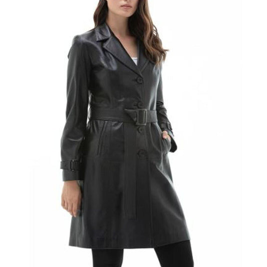 Real Leather Long Coat Outdoor Slim Fitted Single Breasted Coat Leather Jacket